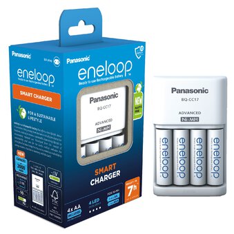 Panasonic Eneloop BQ-CC17 Oplader + 4 x R6/AA Eneloop 2000mAh BK-3MCDE