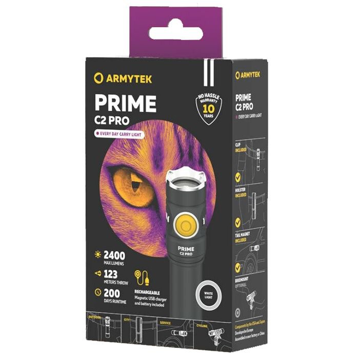 Lampe de poche USB Armytek Prime C2 Pro à lumière chaude 