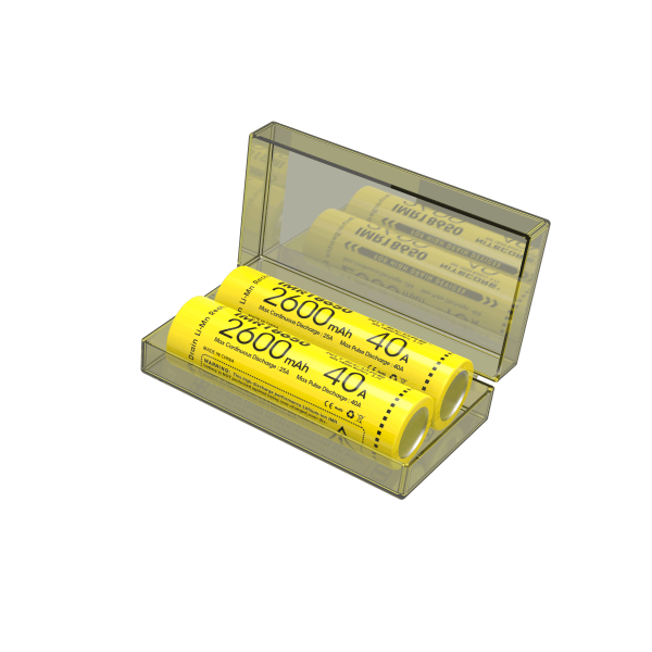 Lot de 2 batteries lithium-ion NiteCore IMR18650 3,7 V 2 600 mAh/40 A