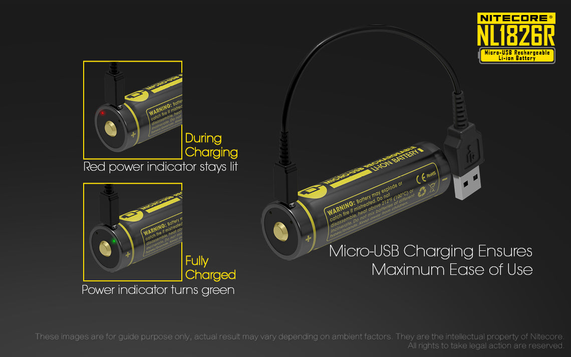 Batterie lithium-ion 18650 NiteCore NL1826R 3,6 V 2600 mAh USB