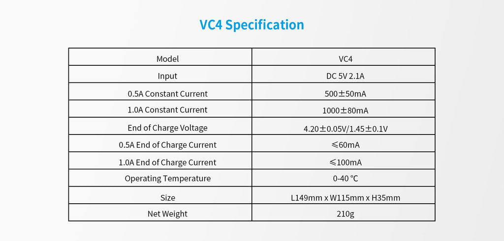 XTAR VC4 Ni-MH & Li-ion USB Oplader