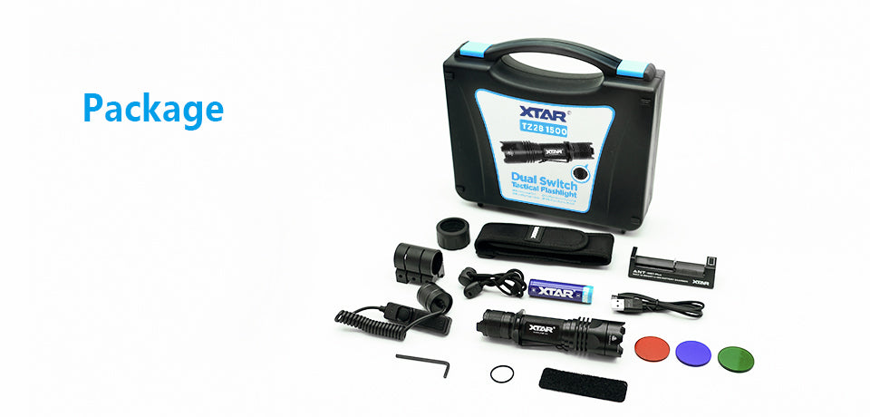 Lampe de poche tactique Xtar TZ28 1500 lumens, kit complet