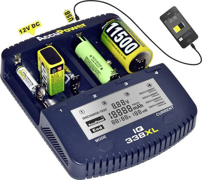 Chargeur universel AccuPower IQ338XL Li-ion / Ni-Cd / Ni-MH