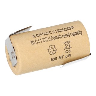 Batterie XCell Sub-C 1,2 V/1 500 mAh avec drapeau de soudure Z