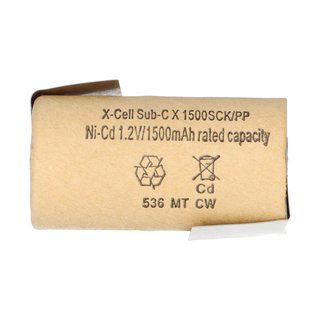 Batterie XCell Sub-C 1,2 V/1 500 mAh avec drapeau de soudure Z
